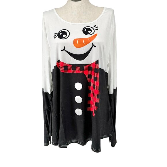 Snowman Tunic Top Womens US Size 22 (marked 5XL) LS Christmas Winter - Picture 1 of 8
